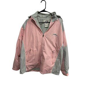 Vintage Arctic Image Zip-Up Alaska Embroidery Lined Hooded Jacket Size Medium